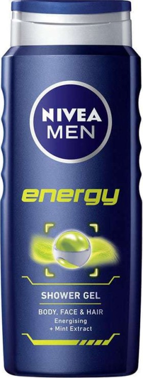 Nivea Men Energy Shower Ανδρικό Gel για Πρόσωπο - Σώμα - Μαλλιά 500ml