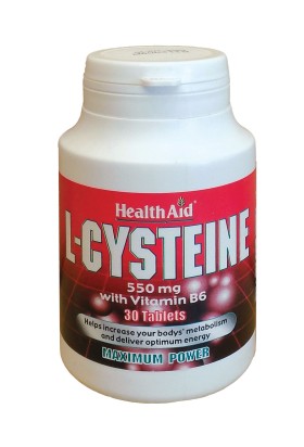 Health Aid L-Cysteine 550mg Συμπλήρωμα Διατροφής με Κυστεΐνη & Βιταμίνη Β6 για Αύξηση του Μεταβολισμού 30 Ταμπλέτες