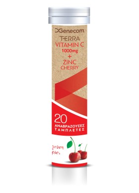 Genecom Terra Vitamin C 1000mg & Zinc Cherry Συμπλήρωμα Διατροφής Με Βιταμίνη C Και Γεύση Κεράσι 20 Αναβράζοντα Δισκία