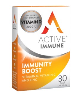 Bionat Active Immune Boost Vitamin D, C & Zinc Συμπλήρωμα Διατροφής για την Ενίσχυση του Ανοσοποιητικού Συστήματος 30 Κάψουλες