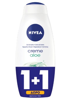 Nivea PROMO Shower Cream Περιποιητικό Κρεμώδες Αφρόλουτρο Με Aloe Vera 2x750ml 1+1 ΔΩΡΟ