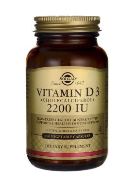 Solgar Vitamin D3 2200IU Συμπλήρωμα Διατροφής για Δόντια - Οστά 100 Φυτικές Κάψουλες