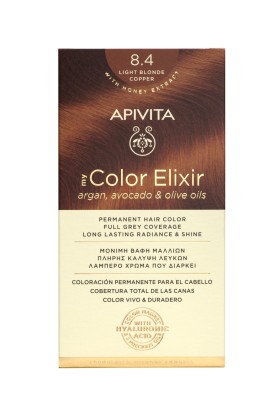 Apivita My Color Elixir No8.4 Ξανθό Ανοιχτό Χάλκινο Κρέμα Βαφή Σε Σωληνάριο 50ml - Ενεργοποιητής Χρώματος 75ml