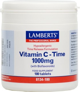 Lamberts Vitamin C Time Release 1000mg, Συμπλήρωμα Διατροφής με Βιταμίνη C για Υγιές Ανοσοποιητικό Σύστημα 180 Ταμπλέτες