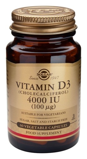 Solgar Vitamin D3 4000IU 100μg Συμπλήρωμα Διατροφής για Δόντια - Οστά 60 Φυτικές Κάψουλες