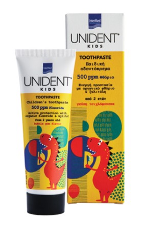 Intermed Unident Kids Παιδική Οδοντόκρεμα με 500ppm Φθόριο με γεύση Τσιχλόφουσκα 50ml