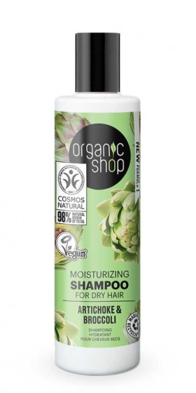 Natura Siberica Organic Shop Moisturizing Shampoo for Dry Hair Ενυδατικό Σαμπουάν για Ξηρά Μαλλιά με Αγκινάρα & Μπρόκολο 280ml