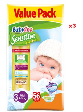 Πάνες Babylino Sensitive No3 [4-9kg] Value Pack 3 Πακέτα x 56 Τεμάχια