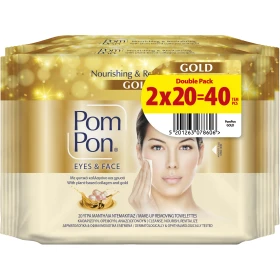 Pom Pon Gold Double Pack Υγρά Μαντηλάκια Ντεμακιγιάζ 40 Τεμάχια [2 Πακέτα x 20 Τεμάχια]