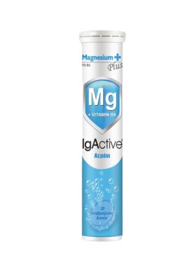 IgActive Magnesium Plus Μαγνήσιο, Βιταμίνη Β6 για τη Φυσιολογική Λειτουργία των Μυών & του Νευρικού Συστήματος με Γεύση Λεμόνι 20 Αναβράζοντα Δισκία