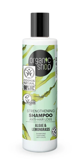 Organic Shop Strengthening Anti Hair Loss Algae & Lemongrass Σαμπουάν Κατά της Τριχόπτωσης 280ml
