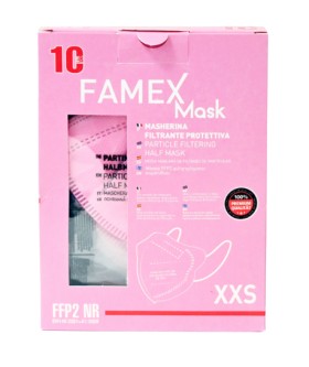 Famex Mask Παιδικές Μάσκες Προστασίας FFP2 NR για Κορίτσι Ανοιχτό Ροζ 10 Τεμάχια σε Κουτί
