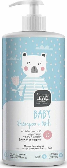 PharmaLead Baby Shampoo + Bath Απαλό Σαμπουάν & Αφρόλουτρο για την Ευαίσθητη Βρεφική Επιδερμίδα 1Lt με Αντλία