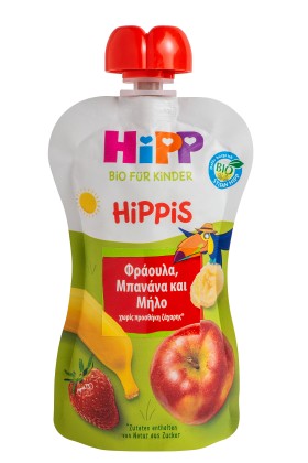 Hipp Hippis Νέος Φρουτοπολτός Φράουλα, Μπανάνα, Μήλο 100gr