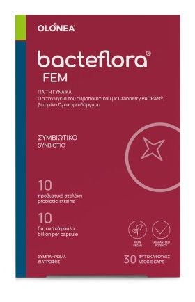 Olonea BacteFlora FEM Συμπλήρωμα Διατροφής για την Καλή Υγεία του Ουροποιητικού Συστήματος με Cranberry 30 Φυτικές Κάψουλες