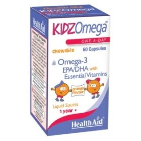 Health Aid KIDZ Omega Συμπλήρωμα Διατροφής με Ω3 Λιπαρά Οξέα με Γεύση Πορτοκάλι 60 Μασώμενες Κάψουλες