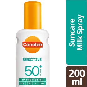 Carroten Sensitive Suncare Milk Spray SPF50+ Αντηλιακό Γαλάκτωμα Σώματος 200ml