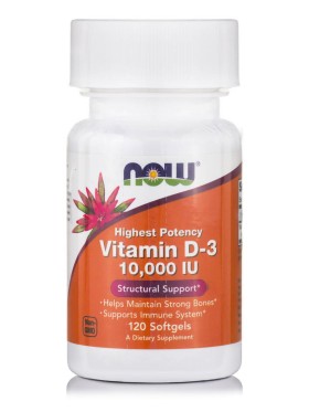 Now Foods Vitamin D3 10.000 IU Συμπλήρωμα Διατροφής D3 120 Μαλακές Κάψουλες