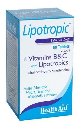 Health Aid Lipotropic with Vitamins B & C Συμπλήρωμα Διατροφής με Βιταμίνες Β & C, Χολίνη, Ινοσιτόλη, Μεθειονίνη για Υποστήριξη του Μεταβολισμού 60 Ταμπλέτες