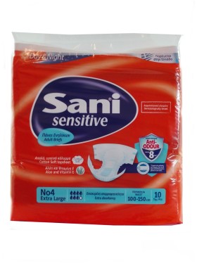 Sani Sensitive Μέγεθος:Extra Large No4 Πάνες Ακράτειας Ενηλίκων 10 Τεμάχια