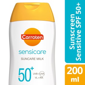 Carroten Sensicare Suncare Milk SPF50+ Αντηλιακό Γαλάκτωμα Σώματος για Ενισχυμένη Προστασία του Ευαίσθητου Δέρματος 200ml