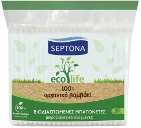 Septona EcoLife Βιοδιασπώμενες Μπατονέτες 100 Τεμάχια σε Σακουλάκι