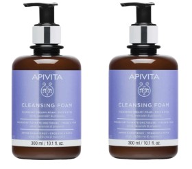 Apivita PROMO Συσκευασία 2 Τεμαχίων Cleansing Foam Face Eyes Αφρός Καθαρισμού Ελιά Λεβάντα Πρόπολη 2x300ml