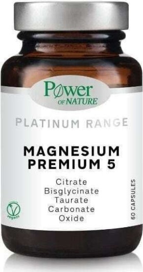 Power Health Power Of Nature Platinum Range Magnesium Premium 5 Συμπλήρωμα Διατροφής για το Μυϊκό και Νευρικό Σύστημα 60 Κάψουλες