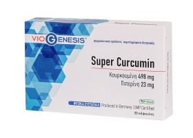 VioGenesis Super Curcumin Συμπλήρωμα Διατροφής Υψηλής Βιοδιαθεσιμότητας με Κουρκουμίνη - Πιπερίνη 30 Κάψουλες