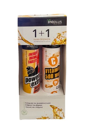 InoPlus PROMO Power Extra Ταυρίνη & Καφεΐνη Άμεση Ενέργεια 20 Αναβράζοντα Δισκία - Vitamin C 500mg 20 Αναβράζοντα Δισκία [1+1ΔΩΡΟ]