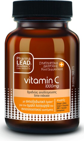 PharmaLead Vitamin C 1000mg Συμπλήρωμα Διατροφής Για Το Ανοσοποιητικό Με Αντοιξειδωτική Δράση 30 Δισκία