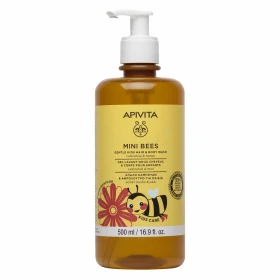 Apivita Mini Bees Kids Hair & Body Wash Απαλό Παιδικό Σαμπουάν & Αφρόλουτρο με Καλέντουλα & Μέλι 500ml με Αντλία