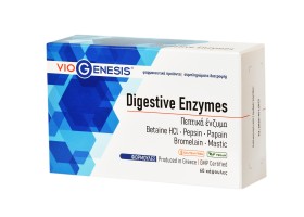 VioGenesis Digestive Enzymes Φόρμουλα Πεπτικών Ενζύμων 60 Κάψουλες