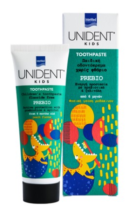 Intermed Unident Kids Prebio Βρεφική Οδοντόκρεμα 6m+ με γεύση Ροδάκινο 50ml