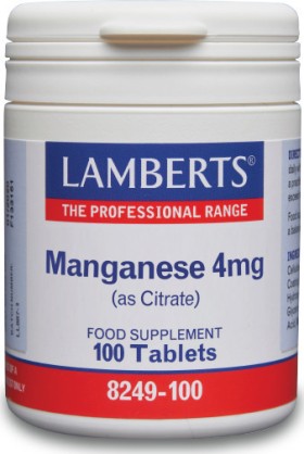 Lamberts Manganese 4mg (as Citrate) Συμπλήρωμα Μαγγανίου 100 Ταμπλέτες