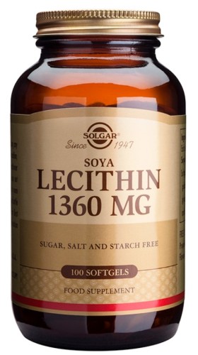 Solgar Soya Lecithin 1360 mg Συμπλήρωμα Διατροφής Λεκιθίνης για τον Έλεγχο του Σωματικού Βάρους 100 Μαλακές Κάψουλες