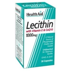 Health Aid Lecithin 1000mg - Co Q10 and Vitamin E Συμπλήρωμα Διατροφής Λεκιθίνης για Λιπόλυση - Αύξηση Ενέργειας 30 Κάψουλες