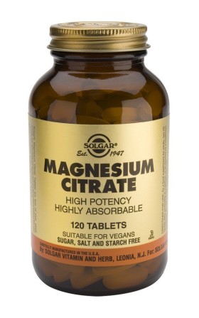 Solgar Magnesium Citrate 200mg Συμπλήρωμα Διατροφής με Μαγνήσιο 120 Ταμπλέτες