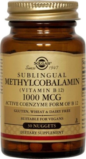 Solgar Sublingual Methylcobalamin 1000mcg Συμπλήρωμα Διατροφής με Βιταμίνη B12 30 Μασώμενες Ταμπλέτες