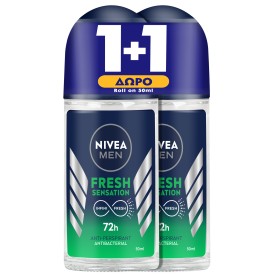 Nivea Men PROMO Fresh Sensation Ανδρικό Αποσμητικό Roll on 72 ωρών Προστασίας 2x50ml [1+1 ΔΩΡΟ]