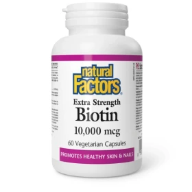 Natural Factors Biotin Extra Strength Βιοτίνη Επιπλέον Δύναμη, 10000 mg, 60 Φυτικές Κάψουλες