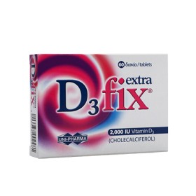 Uni Pharma D3 Fix Extra 2.000 IU Vit. D3 Συμπλήρωμα Διατροφής για Οστά - Δόντια 60 Δισκία