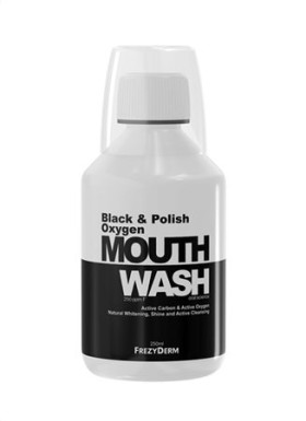 Frezyderm Mouthwash Black & Polish Oxygen Στοματικό Διάλυμα με Ενεργό Άνθρακα & Ενεργό Οξυγόνο 250ml