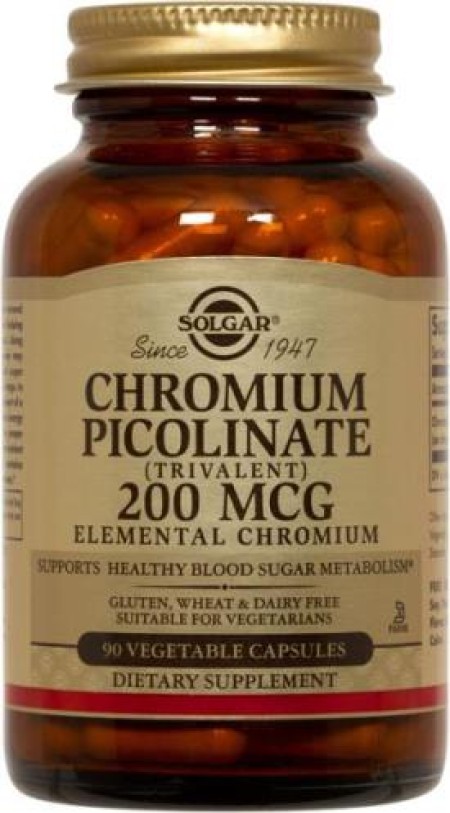 Solgar Chromium Picolinate 200mcg Συμπλήρωμα Διατροφής για τον Έλεγχο του Σακχάρου και τον Μεταβολι