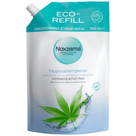 Noxzema Hypoallergenic Κρεμοσάπουνο με Έλαιο Κάνναβης & Καλέντουλα Refill 750ml