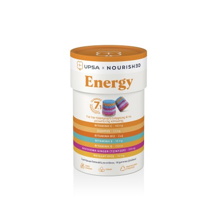 Upsa Nourished Energy Συμπλήρωμα Διατροφής για την Παραγωγή Ενέργειας 30 Ζελεδάκια
