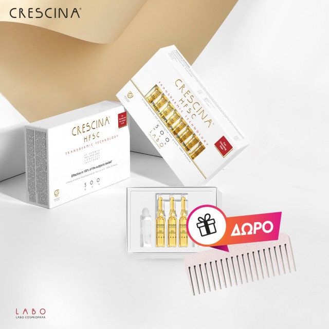 Με κάθε αγορά αγωγής Crescina, ΔΩΡΟ ένα Travel size αγωγή Crescina (3 φιαλίδια ) & 1 χτένα Labo!