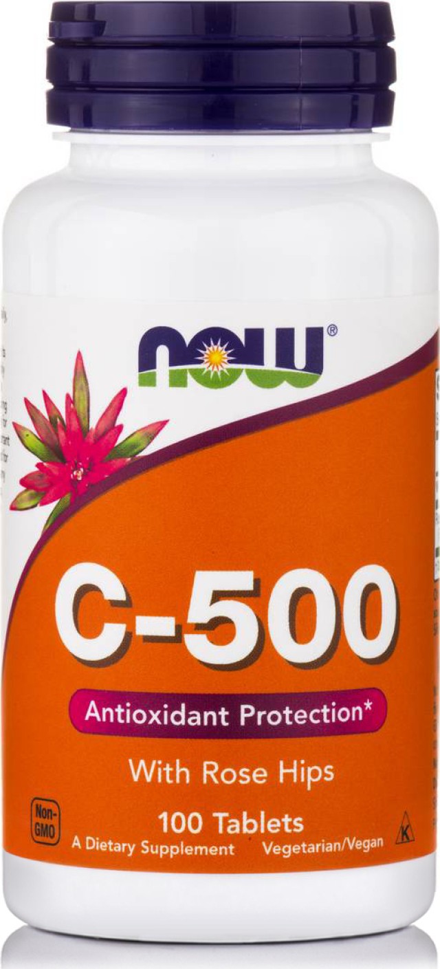 Now Foods Vitamin C 500 With Rose Hips Συμπλήρωμα Διατροφής Για Το Ανοσοποιητικό 100 Ταμπλέτες