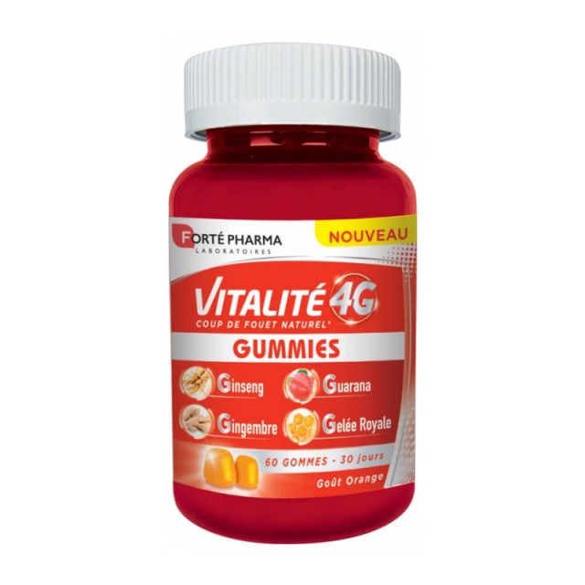 Forte Pharma Vitalite 4G Gummies για Σωματική & Πνευματική Τόνωση με Γεύση Πορτοκάλι 60 Ζελεδάκια