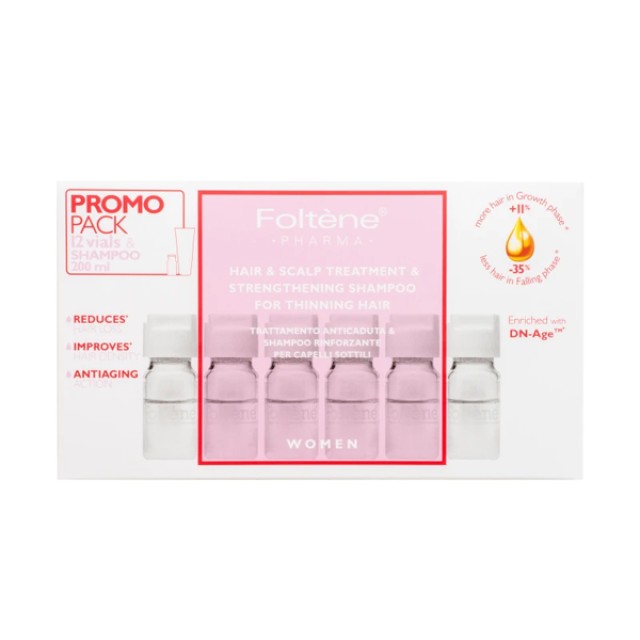 Foltène® Pharma PROMO Women Anti-Hair Loss Treatment for Women 12 Ampoules x 6ml - GIFT Strengthening Shampoo 200ml